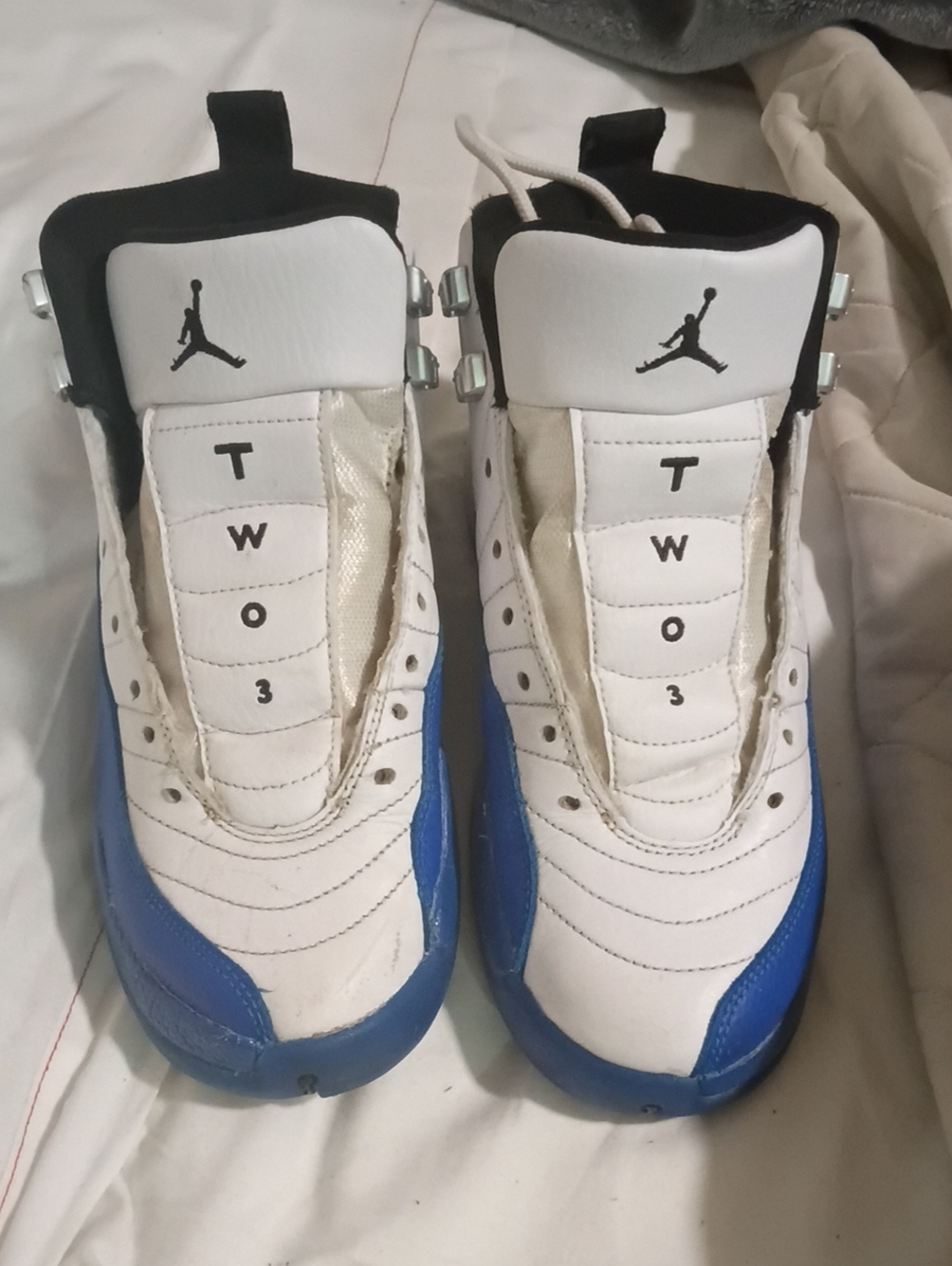 Jordan Kids' TWO3 High-Top Sneakers in White and Blue